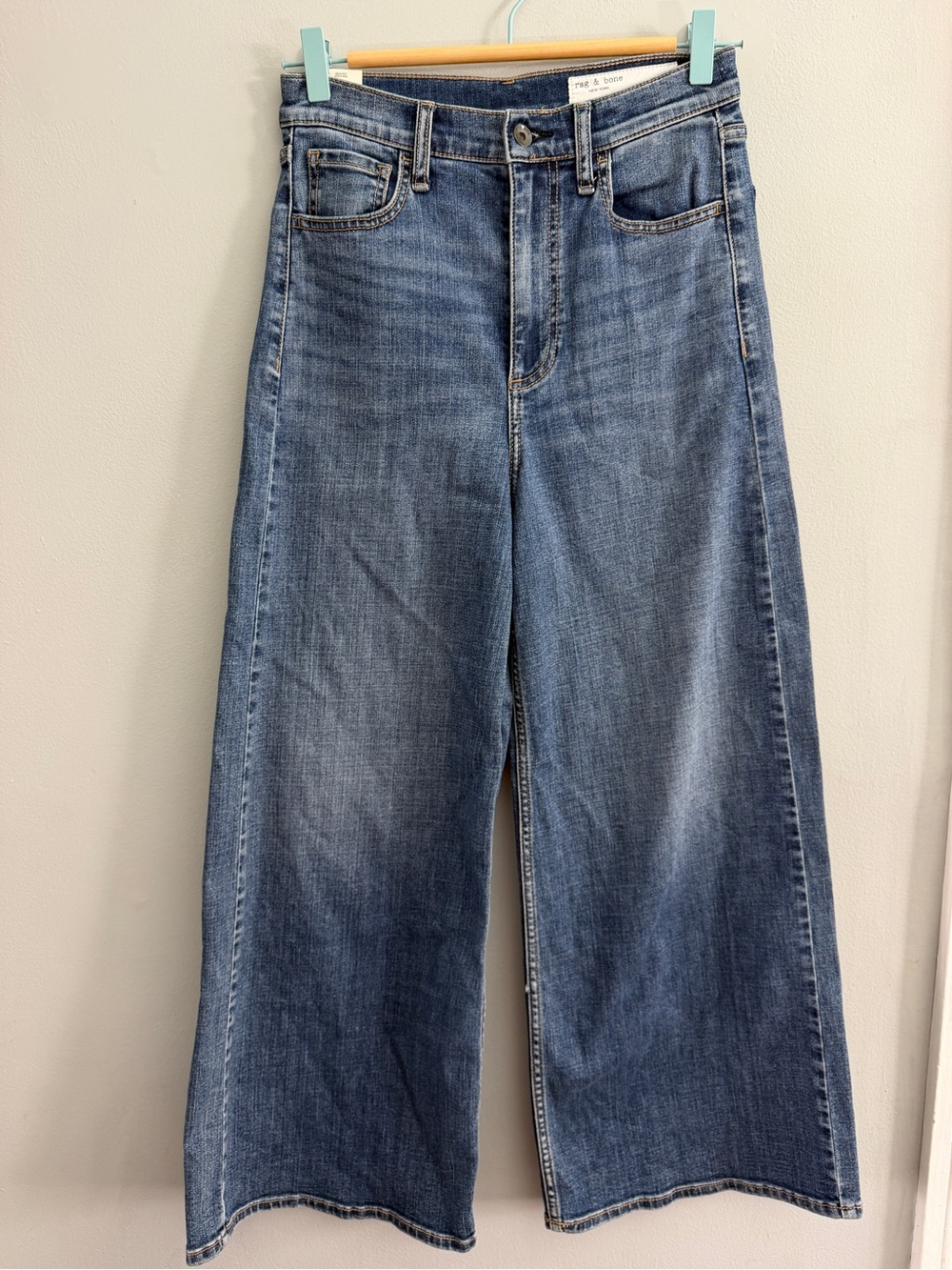 Rag & Bone Serena High Rise Crop Wide Leg Jeans in Med Wash, Size 26 - Picture 2 of 7